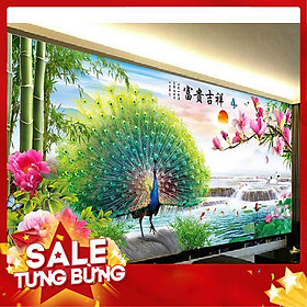 Mua Tranh thêu chữ thập chim công hn0791 195x96cm