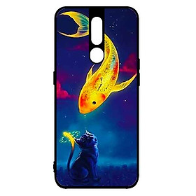 Ốp Lưng in cho Oppo F11 Pro Mẫu Cá Chép Và Mèo - Hàng Chính Hãng