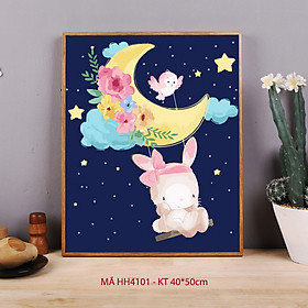 Mua Tranh sơn dầu số hóa tô màu theo số Thỏ trắng ngộ nghĩnh cho trẻ em HH4101