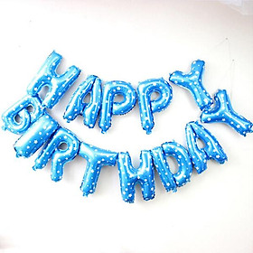 Bộ 13 bong bóng chữ HAPPY BIRTHDAY nhôm kiếng bạc nhiều màu