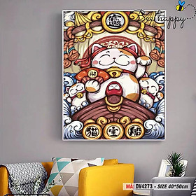 Mua Tranh trang trí tự tô màu theo số BEE HAPPY Mèo chiêu tài DV4273