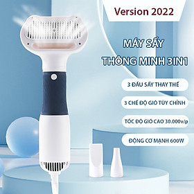 Máy Sấy Lông Chó Mèo Đa Năng 3 In 1 Công Suất 600W Sấy Lông Thú Cưng Kiêm Lược Chải Lông Chó Mèo, Massage Thú Cưng
