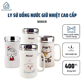 Ly Sứ Uống Nước Giữ Nhiệt Có Nắp Tráng Gương Cao Cấp, Cốc Giữ Nhiệt Họa Tiết Đáng Yêu Cho Bé - Chính hãng MINIIN (Giao mẫu ngẫu nhiên)