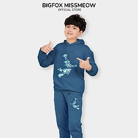 Áo nỉ bông cho bé trai Bigfox Miss Meow thu đông, kiểu hoodie dài tay ấm áp có mũ size đại trẻ em 3,9,11 tuổi 40kg