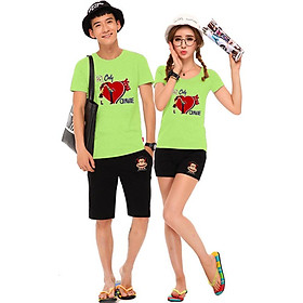 Bộ Áo Thun Đôi Nam Nữ Only love Onnie Màu Xanh Chuối - XL
