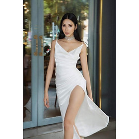 QUẢNG CHÂU Đầm maxi dự tiệc hai dây xẻ tà sang trọng Lyly Dress CAO CẤP