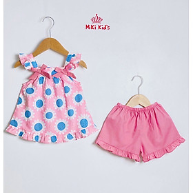 Bộ Bé Gái Hồng Hoa Đính 2 Nơ, Size 6-22Kg, 4 Tháng Đến 6 Tuổi, Áo Quần Bé Xuất Khẩu