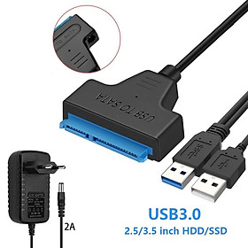 Ổ cứng SSD HDD bên ngoài CD-ROM ổ đĩa quang SATA 3 đến USB 3.0 Cáp với bộ chuyển đổi 12V 2A cho máy tính xách tay máy tính xách tay máy tính xách tay chiều dài: 0,45