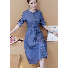 Đầm jeans xòe cổ bèo tròn - DT834