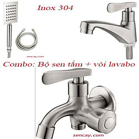 COMBO BỘ SEN TẮM LẠNH + VÒI LAVABO LẠNH INOX 304