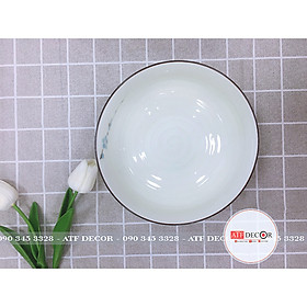 Mua Tô sứ men kem Bát Tràng cao cấp vẽ đào xanh