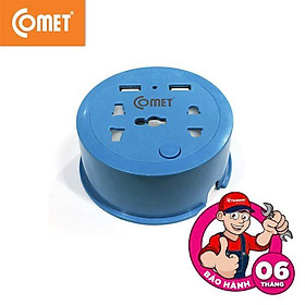 Ổ cắm điện du lịch Comet CES9111 MÀU XANH dây dài 1m, 2 ổ USB, 1 ổ 3 chấu, 1 ổ 2 chấu - Hàng chính hãng