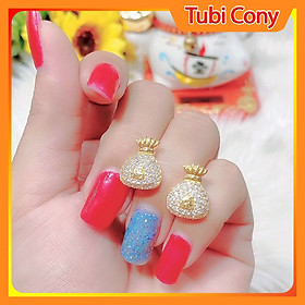 Bông tai nữ túi vàng mạ vàng 24k