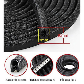 10m Cuộn nẹp viền cao su chữ U lõi thép chống xước ,va đập viền cửa ô tô