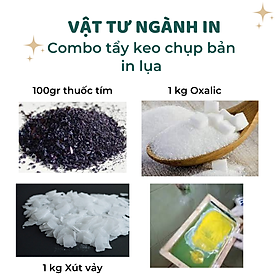 Mua Combo 1 kg Oxalic + 1 kg Xút vảy+ 100g thuốc tím tẩy keo chụp bản in lụa để tái sử dụng khung in lụa cho bản in lần sau