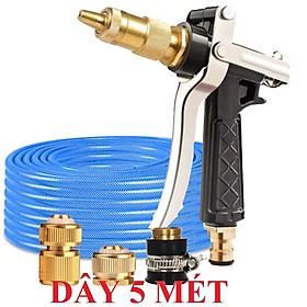 Bộ dây vòi xịt nước rửa xe, tưới cây .tăng áp 3 lần,loại 3m, 5m 206236 đầu đồng,cút đồng,nối đồng+ tặng móc khoá