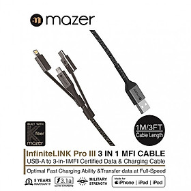 Mua Dây cáp Mazer Power Link II 3 in 1 USB Fast Charging- hàng chính hãng