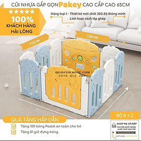 Cũi nhựa gấp gọn Pakey TẶNG THẢM DÀY 1CM + 100 BÓNG