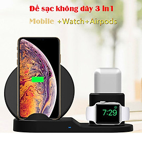Đế Sạc Không Dây Đa Chức Năng Cho Apple Watch & Iphone & AirPods US03- Hàng chính hãng