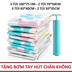 Bộ 10 Túi Chân Không Đựng Chăn Màn, Quần Áo - Gọn Gàng, Tiện Lợi + Tặng Bơm Hút Chân Không- Hàng Chính Hãng MINIIN