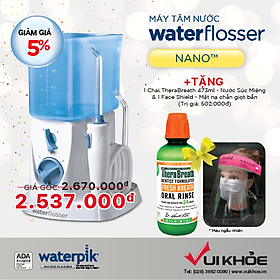 Máy Tăm Nước Waterpik Nano WP-250 + Tặng 1 nước súc miệng TheraBreath thương hiệu Mỹ