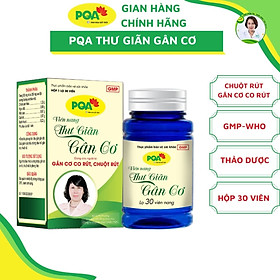 Viên nang PQA Thư Giãn Gân Cơ là dược phẩm thảo dược hỗ trợ kho phong hàn, thư giãn gân cốt, giúp giảm các triệu chứng đau mỏi gân cơ, chuột rút cho người bị đau nhức xương khớp, gân cơ co rút, chuột rút do phong hàn
