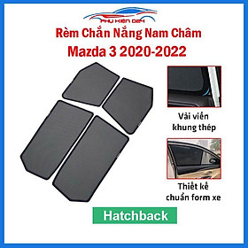 Bộ 4 rèm chắn nắng nam châm Mazda 3 HatchBack 2020-2021-2022 khung cố định chống tia UV
