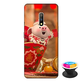 Ốp lưng dành cho điện thoại Realme X hình Heo Con Chúc Tết - tặng kèm giá đỡ điện thoại iCase xinh xắn - Hàng chính hãng