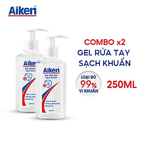 Aiken Combo 2 Gel rửa tay Sạch khuẩn 250ml chai Dạng vòi