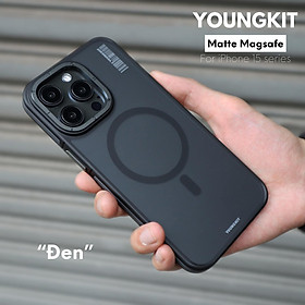 Ốp lưng cho iPhone 15 Pro Max Youngkit Rock Sand Skin Fell with Maqsafe hàng cao cấp - hàng chính hãng