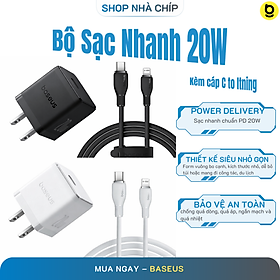 Bộ Cốc sạc và Cáp sạc nhanh Baseus Super Si PD 20W CCCJGCC for iPhone 12 (Hàng chính hãng)