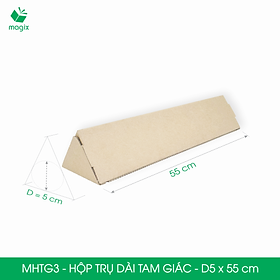MHTG3 - D5x55 cm - 100 Hộp trụ dài tam giác thay thế ống giấy - Hộp carton đóng gói hàng