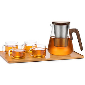 Mua Ấm trà thủy tinh chịu nhiệt có lọc trà bằng Inox samaglas BC11 800ml - Ấm trà hiện đại Samahome Shop