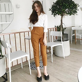Baggy lửng màu nâu và kem