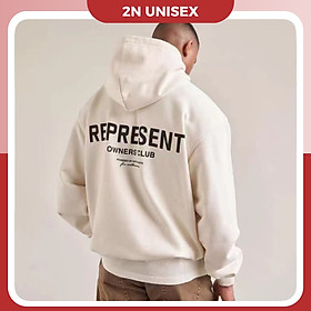 Áo khoác nỉ bông cotton dày mịn - hoodie form rộng unisex represent a - 2N Unisex