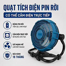 Quạt Để Bàn Tích Điện Kachi MK443 – Gió Turbo Mạnh Mẽ, Xoay 360 Độ, Thiết Kế Di Động Đa Năng - hàng chính hãng