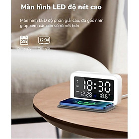 Mua Đồng hồ led để bàn màn  LED   hiển thị thời gian  sạc điện thoại không dây chuông báo thức 3 chế độ