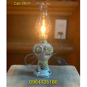 Mua Đèn thờ men rạn đắp rồng nổi h28cm thắp điện gốm sứ Bát Tràng