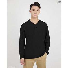Áo thun nam dài tay cổ henley thương hiệu thời trang nam 360Boutique áo thun basic hai màu trắng đen - ATDOL329