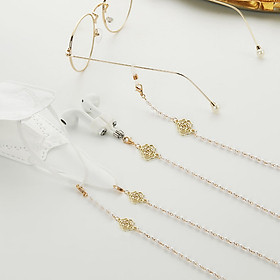 Chuỗi đeo gọng kiếng ngọc trai nhỏ hoa hồng dây đeo khẩu trang đeo airpod phong cách Nhật Hàn dễ thương