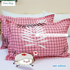 Mua (Rẻ vô địch) Áo gối nằm  vỏ gối đầu 45x65cm poly cotton mẫu Kẻ Đào Cam bao bọc gối nằm nhiều mẫu mới