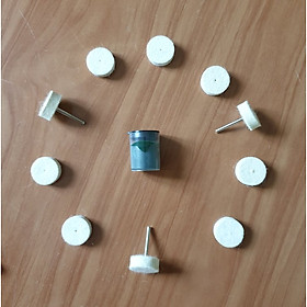 Mua mũi mỉ đánh bóng cho máy khoan mài khắc chân cán 3ly bộ 10 đầu bông tròn to 25mm tặng kèm 1 hộp kem đánh bóng