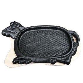 Mua Chảo gang bò bít tết chống dính kèm đế gỗ 3 kích cỡ Nhỏ-Trung-Lớn