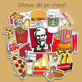 Sticker đồ ăn nhanh, fastfood decal dán laptop , điện thoại hình dán trang trí