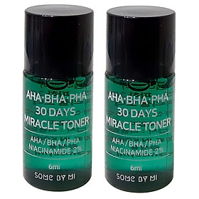 Combo 2 Nước hoa hồng giảm mụn Some By Mi AHA BHA PHA 30 Days Miracle Mini 6ml x 2