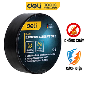 Băng Dính Cách Điện Deli - Chất Liệu Chống Cháy Hiệu Quả - Sử Dụng An Toàn Cho Gia Đình - EDL5261