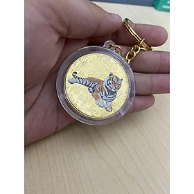 Móc khóa đồng xu hình con Cọp  cho người tuổi Dần sinh năm 1950, 1962, 1974, 1986, 1998, 2010, 2022