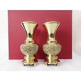 Mua  Miễn ship 100% Lọ hoa 25cm đồng thau  lọ hoa sen cúc màu vàng ánh kim-Đồ đồng Nguyệt Ánh