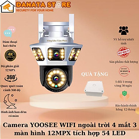 (Lỗi 1 đổi 1) Camera yoosee 4 mắt 3 khung hình độc lập ZOOM 12X độ phân giải 12mpx siêu nét, giám sát ngoài trời chống nước, xem ban đêm có màu - Hàng nhập khẩu