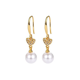 Bông Tai Bạc 925 Dáng Dài Hạt 10 Ly Trái Tim Dễ Thương - Trường Thịnh Ngọc Trai